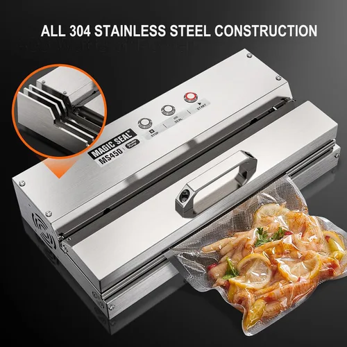 Miniatura 2 de MAGIC SEAL Sellador al vacío comercial de 16 pulgadas, máquina de envasado al vacío automática construida de acero inoxidable 304