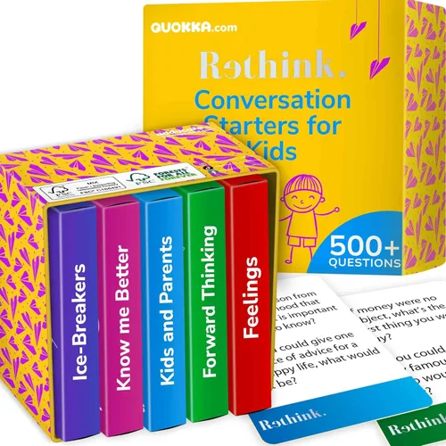 Miniatura 5 de QUOKKA Juego de cartas de conversación – Edición familiar – 500 preguntas – Versión original – Comparte pensamientos – Divertido juego de mesa