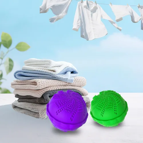 Miniatura 9 de Juego de 2 bolas de lavandería ecológicas para lavadora, alternativa de detergente natural para limpieza del hogar, suaves para ropa y telas