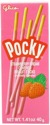 Miniatura 6 de Glico Pocky, palitos de galletas cubiertos de crema de fresa, 9 paquetes individuales, bolsa de 3.81 onzas, caja de exhibición de 5