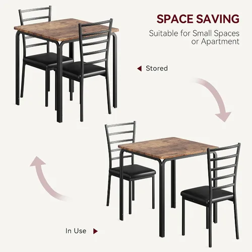 Miniatura 7 de Mesa de comedor para 2, juego de mesa cuadrada pequeña de cocina para 2, comedor moderno de madera que ahorra espacio con tapizado, muebles