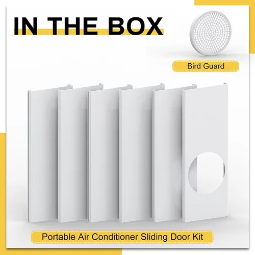 Miniatura 9 de Kit de aire acondicionado portátil para puerta corrediza, paquete de 6 rejillas de ventilación de puerta de CA, longitud máxima ajustable, kit