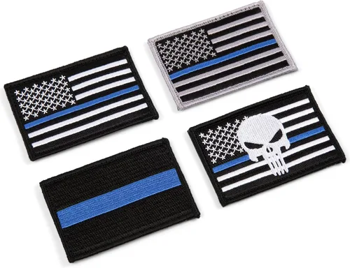 Miniatura 3 de Great 1 Thin Blue Line - Parche de bandera estadounidense, paquete de 4, policía y aplicación de la ley, 2 x 3 pulgadas, cierre de velcro/respaldo