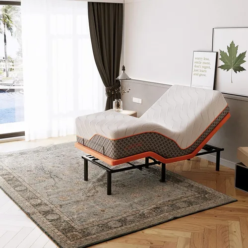 Miniatura 20 de ESHINE Base de cama ajustable + colchón híbrido de 12 pulgadas individual XL (mediano) – Espuma viscoelástica de gel de lujo, masaje, control remoto