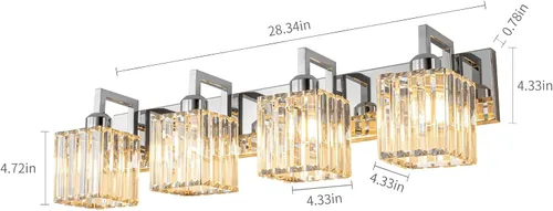 Miniatura 3 de Moderna lámpara de cristal para pared/tocador de baño, de 4 luces, color cromo Cromo torcido