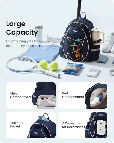 Miniatura 3 de Mochila de tenis Sucipi, mochila de tenis acolchada con bandolera cruzada, bolsas para raquetas de tenis resistentes al agua para mujeres y hombres