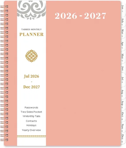 Agenda mensual 2026-2027, agenda mensual 2026-2027, julio 2026 a junio 2027, 9 x 11 pulgadas, planificador de 12 meses, pestañas y bolsillo,