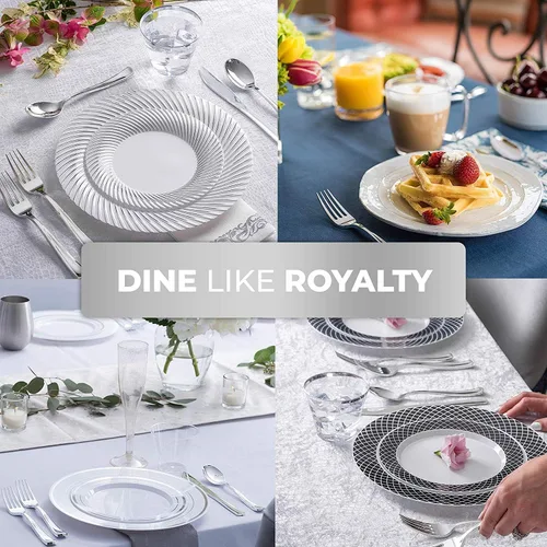 Miniatura 3 de Stock Your Home 125 cucharas desechables de plástico resistente, cubiertos de plástico elegantes que parecen cubiertos reales, utensilios perfectos