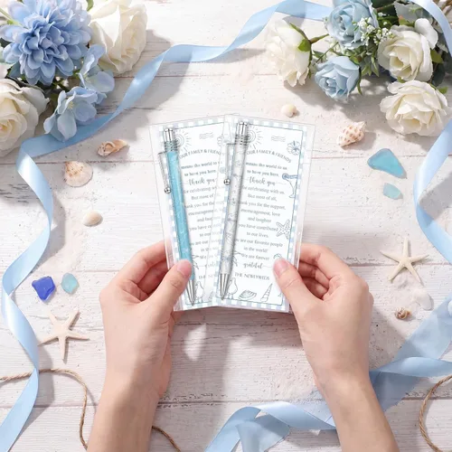 Miniatura 2 de Tenceur Juego de 30 bolígrafos retráctiles de tinta negra para invitados de boda en la playa, regalos de boda, regalos de boda, suministros
