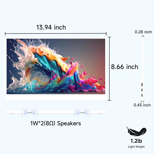 Miniatura 7 de QAF Monitor portátil para laptop, 15.6 pulgadas FHD 1080P USB-C HDMI 100% sRGB HDR pantalla IPS, ultradelgado de viaje segunda pantalla compatible