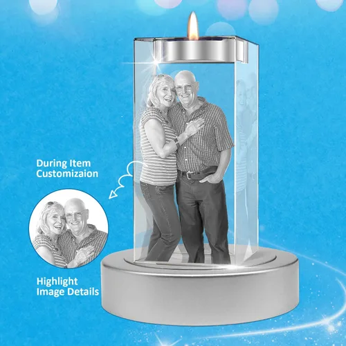 Miniatura 8 de Foto de Cristal 3D Personalizada, Marco Portavelas con Grabado Láser Personalizado, Regalos Personalizados Conmemorativos de Aniversario, Navidad