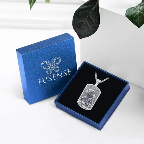 Miniatura 92 de Eusense San Miguel San Cristóbal San Benito San Judas Virgen María Collar chapado en oro 925 joyería religiosa para hombres y mujeres, collar