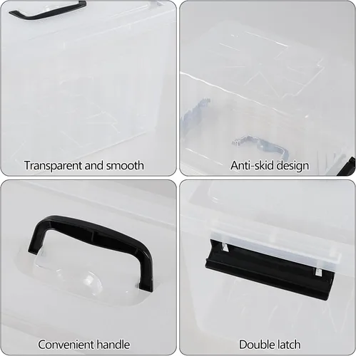 Miniatura 7 de Sadstory - Contenedores de plástico transparente de 12 cuartos de galón con asa, 6 paquetes Contenedor apilable con tapa para organización