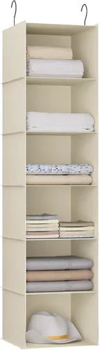 Miniatura 31 de Organizador colgante para armario, fácil de montar, estantes colgantes plegables con 4 compartimentos, para guardar ropa, bolsos, zapatos y Gris