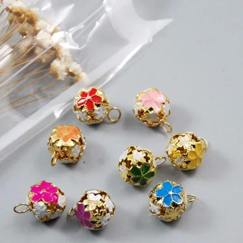 Miniatura 5 de EXCEART Sakura Bell - Accesorios de campanas japonesas huecas de flor de cerezo para colgar suministros de manualidades para manualidades, joyas