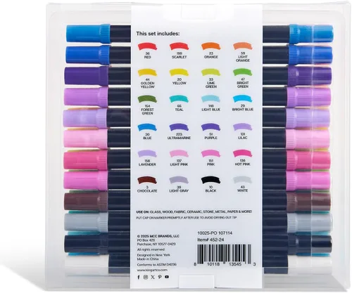 Miniatura 9 de KINGART Marcadores de pintura acrílica, 24 bolígrafos de doble punta de secado rápido para rocas, telas, madera, vidrio y manualidades. Ideal