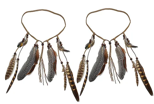 Miniatura 7 de Diadema de plumas indias, tocado ajustable marrón, borlas tribales de plumas, cuerda de cáñamo para carnaval, disfraz hippie, fiesta, festival