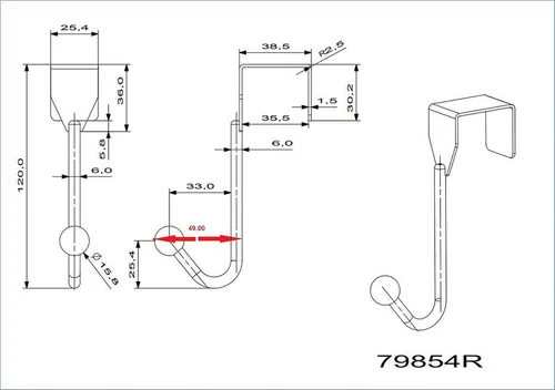 Miniatura 5 de Richelieu Hardware BP99844140 - Gancho de metal para puerta (1.004 in), cromado