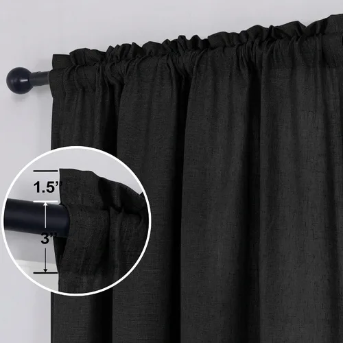 Miniatura 47 de KOUFALL Juego de 2 cortinas de puerta francesa, cortinas de lino para puerta/ventana, cortina transparente boho para cristal lateral delantero