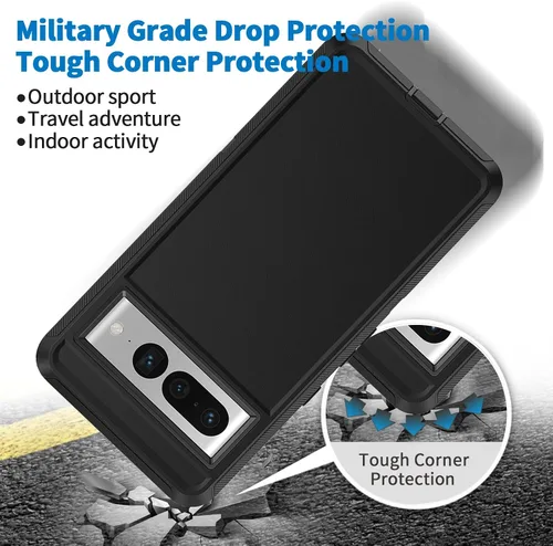 Miniatura 6 de Defender Funda para Google Pixel 7 Pro 5G, resistente a prueba de golpes, a prueba de polvo, 3 en 1, funda protectora resistente para Pixel 7 Pro 5G