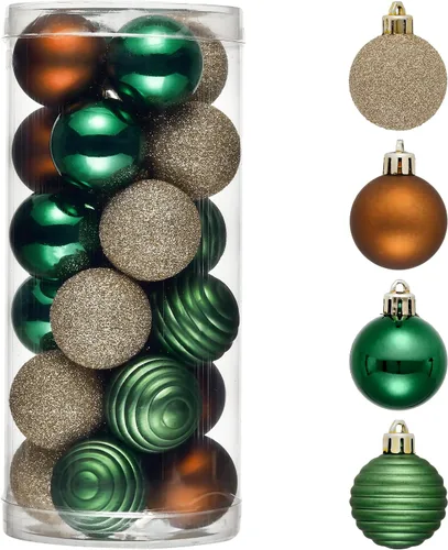Miniatura 10 de Valery Madelyn - Juego de adornos pequeños de 1.57 pulgadas para árbol de Navidad, adornos de bolas colgantes inastillables para decoración de dorado