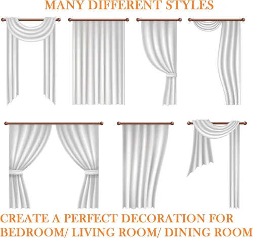 Miniatura 5 de Elegant Comfort - Cortinas transparentes de lujo con bolsillo para barra para cocina, dormitorio y sala de estar, Microfibra, Beige