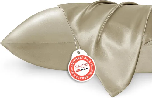 Miniatura 31 de Bedsure Paquete de 2 fundas de almohada de satén similares a las fundas de almohada de seda tamaño estándar, funda de almohada para mujeres que 01