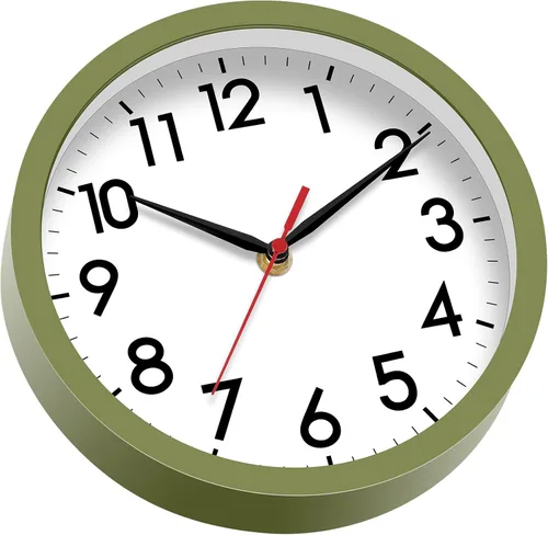 Miniatura 9 de AKCISOT Reloj de pared de 8 pulgadas, silencioso, sin tictac, relojes modernos a batería - analógico pequeño clásico para oficina, hogar, baño