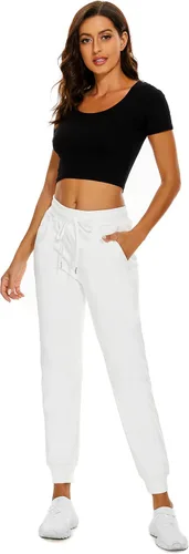 Miniatura 45 de MOUEEY Pantalones deportivos súper cálidos con forro de sherpa para mujer, pantalones deportivos de forro polar con bolsillos con cremallera