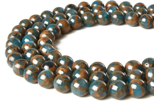 Miniatura 3 de 45 piezas de cuentas de cloisonné azul lago de 8 mm, cuentas de piedras preciosas naturales, cuentas sueltas redondas para hacer joyas Lago Azul