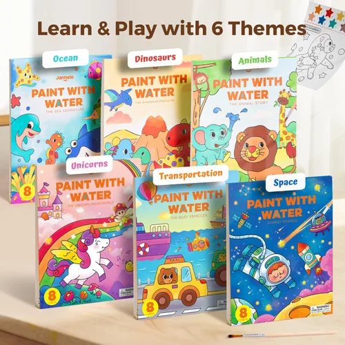 Miniatura 6 de Libros de pintar con agua para niños pequeños, actividad de pintura de acuarela sin desorden para niños de 1-3, 2-4, 4-6 años, regalo de arte
