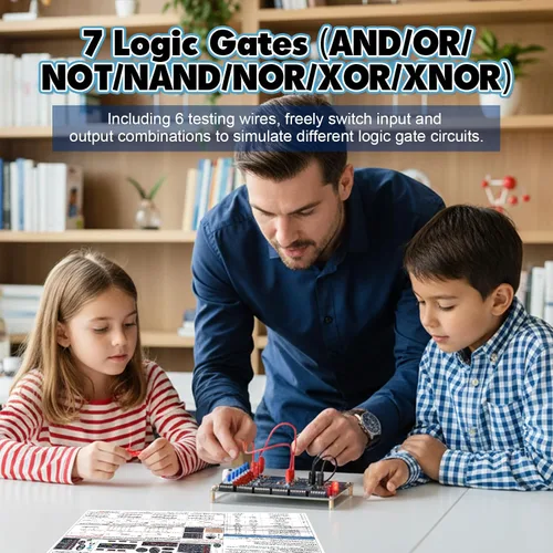 Miniatura 5 de Kit de soldadura de circuito de puerta lógica para bricolaje, kit básico de aprendizaje de puerta lógica con simulación LED interactiva, kit