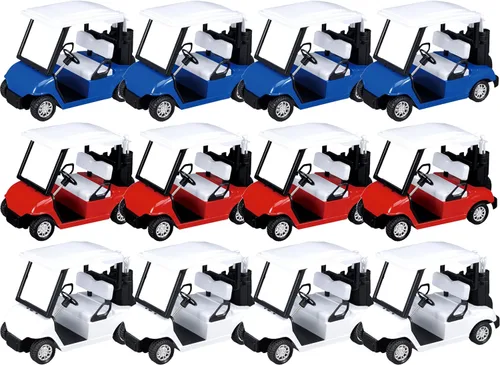 Miniatura 3 de PowerTRC 6 carros de golf de juguete fundidos a presión con palos, mini aleación de metal fundido a presión, modelo de decoración de escritorio