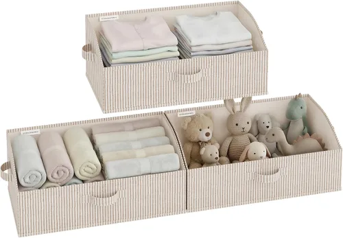 Miniatura 19 de StorageWorks - Contenedores de almacenamiento para armario, caja organizadora trapezoidal para estantes, contenedor de tela para ropa, cestas Marrón