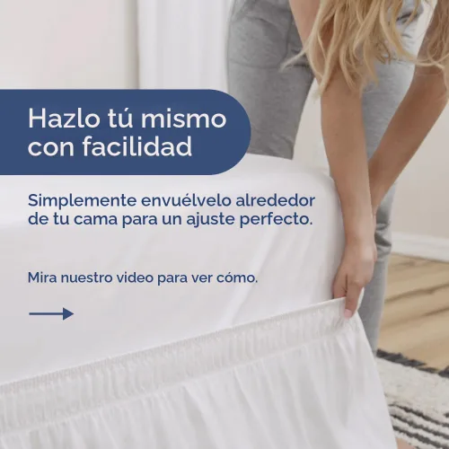 Miniatura 3 de Falda de cama envolvente con volantes, color blanco, para camas de tamaño Queen con altura de 38 cm CGK Linens - Falda de cama plisada con tela