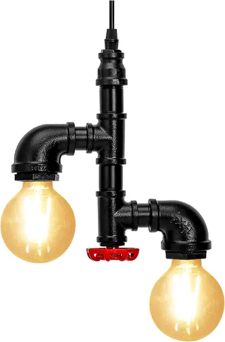 Kawell Lámparas colgantes vintage, lámpara de techo industrial retro, lámpara de techo creativa de tubería de agua, lámparas colgantes Art Deco
