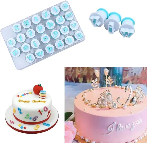 Miniatura 3 de Juego de 26 piezas de sellos estampadores para galletas, cortadores de galletas con letras del alfabeto y números, molde para pasteles y galletas