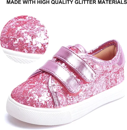 Miniatura 5 de Felix & Flora Zapatos deportivos para correr para niñas y niños pequeños, zapatos deportivos de princesa casuales con purpurina.