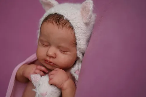Miniatura 2 de cosheng Muñecas de bebé recién nacido de silicona de cuerpo completo de 20 pulgadas, muñeca realista de bebé recién nacido, juguete para dormir