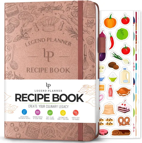 Miniatura 19 de Legend - Libro de recetas familiar en blanco para escribir tus propias recetas, diario de cocina vacío, cuaderno de cocina personalizado, tapa dura