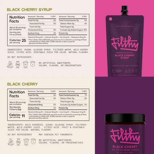 Miniatura 2 de Kit de Cóctel de Whisky de Cereza Negra Filthy, Kit de Cóctel Premium para Cócteles al Estilo Antiguo y Cócteles Manhattan en Casa, Incluye Sirope