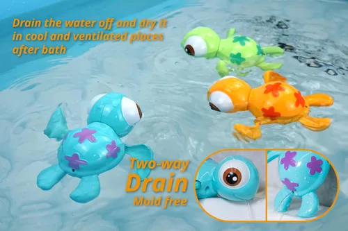 Miniatura 3 de DUCKBOXX XX Juguete de baño de tortugas marinas de natación, sin batería, sin moho, juguete Montessori interactivo para niños de 18 meses (3 piezas)