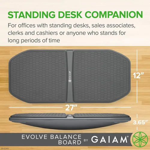 Miniatura 3 de Gaiam Base para computadoras/escritorios de pie Evolve, tabla de equilibrio antifatiga para oficina en casa, tabla de oscilación para fisioterapia