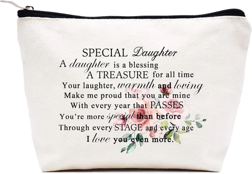 LIBIHUA Bolsa de maquillaje para mujer, bolsa de cosméticos regalos para ella, bolsa de viaje femenina, Beige, 317-especial Hija