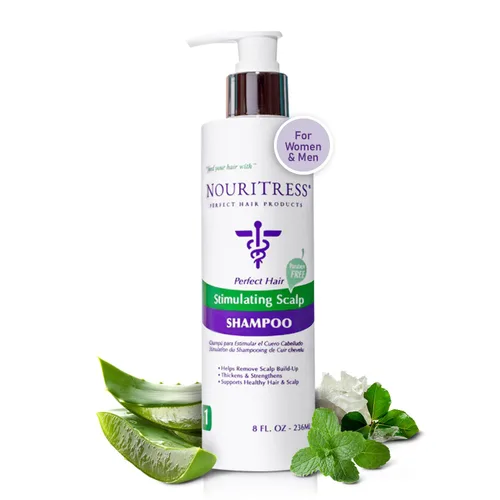 NouriTress Champú estimulante para el cuero cabelludo, champú para cuero cabelludo seco, promueve el crecimiento del cabello con alcanfor, menta y