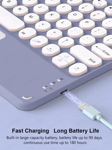 Miniatura 5 de Funda de teclado con panel táctil para Galaxy Tab A8 de 10.5 pulgadas 2022 (SM-X200/X205/X207), funda de teclado inteligente delgada con lindo