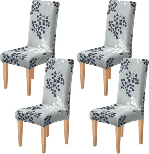 Miniatura 21 de Dioxide Fundas de Silla de Alto Estirar para Sillas de Comedor, Juego de Fundas de Silla de Comedor Lavables de 4, Fundas de Asiento de Silla