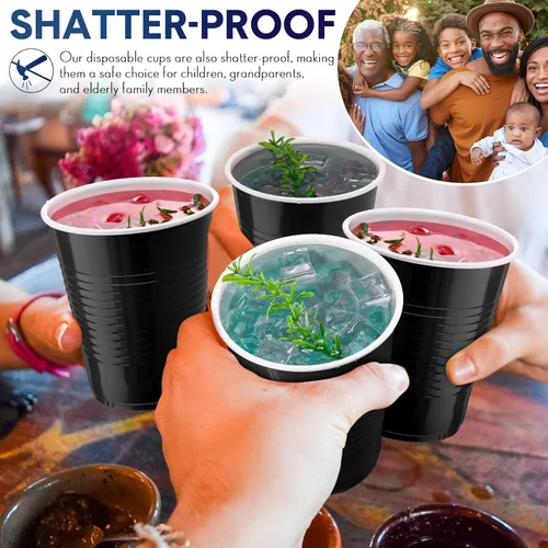 Miniatura 4 de Zopeal 200 vasos de plástico a granel desechables de 18 onzas, vasos de plástico duro para bodas, fiestas, copas de vino, bebidas elegantes, bebidas