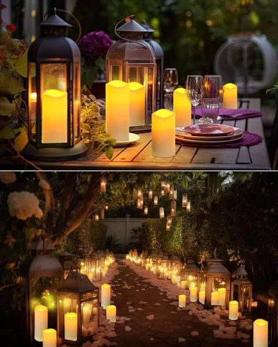 Miniatura 6 de Geelin 30 velas LED impermeables con 5 controles remotos, velas parpadeantes sin llama al aire libre, velas realistas que funcionan