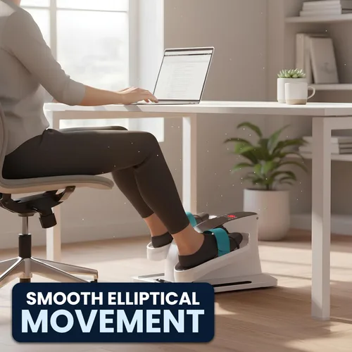 Miniatura 9 de Máquina elíptica para debajo del escritorio, ejercitador eléctrico de pedal sentado para personas mayores y adultos, ejercitador compacto y Blanco